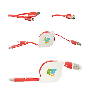 CU9292-C
	-POWER LINE 3-IN-1 RETRACTABLE CHARGING CABLE
	-Red (Clearance Minimum 80 Units)