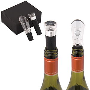 WK6427
	-EL CLASSICO WINE POURER AND STOPPER GIFT SET
	-Black